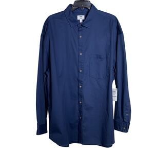 Mode of One Men's Relaxed-Fit Button-Down Twill Shirt blue XL $60